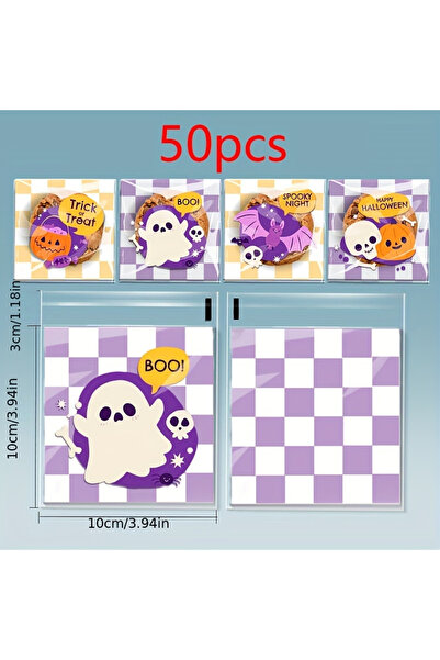 Choice 50 قطعة من أكياس تغليف حلوى الهالوين ذات المزيج العشوائي، هدايا الحفلات، أكياس ذاتية اللصق، عبوة كوكيز