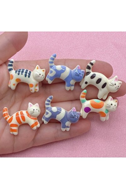 Choice 14 قطعة من الراتنج على شكل قطة مطبوع لطيفة، قلادة على شكل خرز مجوهرات ...