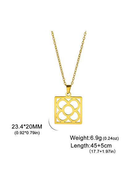 Choice قلادات سكايرم ذهبية اللون للنساء، قلادة مربعة على شكل زهرة برشلونة، مص...