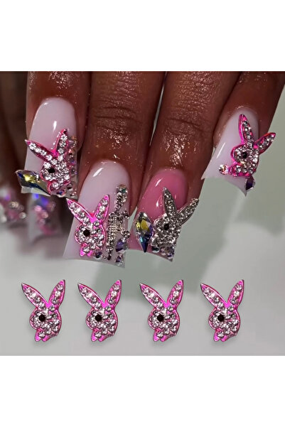 Choice PINK-10 قطع 10 قطع من زينة أظافر الأرنب الفاخرة المصنوعة من سبيكة AB/ل...