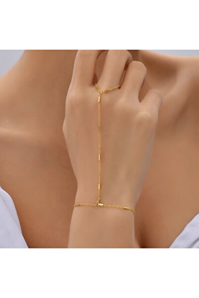 Choice 1 سوار أنيق صغير الحجم على شكل سلسلة خواتم أصابع للنساء سلاسل ذهبية اللون تربط حزام اليد.