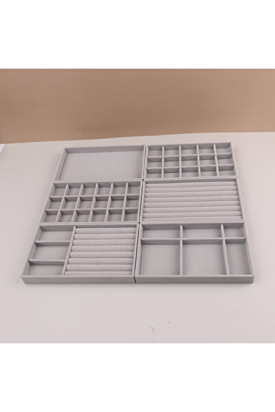 Choice منظم مجوهرات مخملي رمادي اللون، 6 قطع/مجموعة، صينية تخزين مجوهرات، عرض...