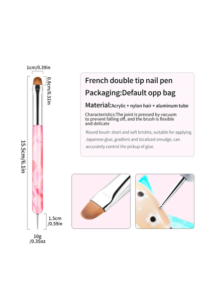 Choice فرشاة فن الأظافر الفرنسية الوردية 1/4/8 قطع، قلم نقط أظافر مزدوج الطرف...