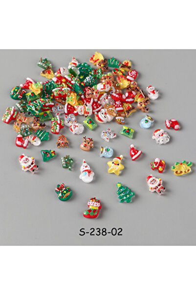 Choice S-238-02 50/100 قطعة من زينة أظافر صغيرة من الراتنج على شكل بابا نويل ...