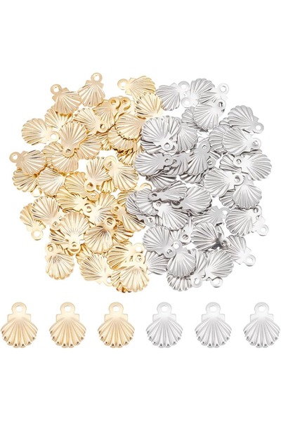 Choice AECH07-04524 100 قطعة من دلايات صدفة المحيط بلونين مصنوعة من الفولاذ ا...