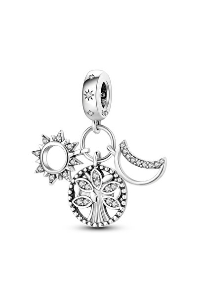 Choice KTC662 100% حقيقية 925 فضة استرلينية قلادة نجمة الشمس القمر سحر الخرز ...