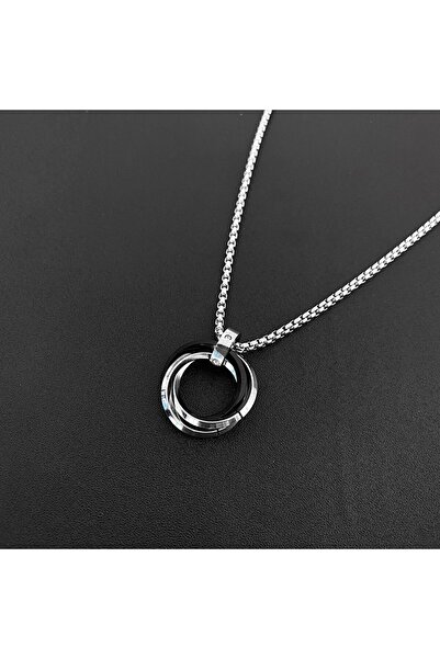 Choice 2 قلادة للرجال هيب هوب ثلاث حلقات من الفولاذ التيتانيوم لا تتلاشى شخصي...