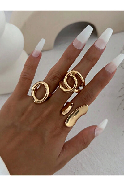 Choice AYA6331HB طقم خواتم غير متماثلة مبالغ فيها من 3 قطع بتصميم ريترو بانك ...