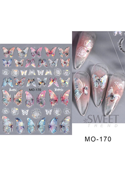 Choice ملصقات أظافر MO-170 من الأكريليك على شكل فراشة محفورة على شكل زهور خرا...