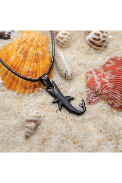 Choice قلادة فريدة من نوعها على شكل حيوانات بحرية من بلاك شارك للرجال، على شكل سلحفاة قرش وذيل مانتا، بطول 24 بوصة