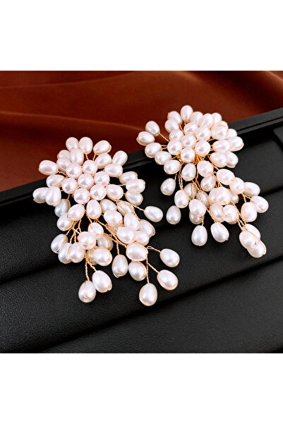 Choice أقراط متدلية مصنوعة يدويًا من اللؤلؤ الصناعي الأبيض للنساء، أنيقة لحفل...