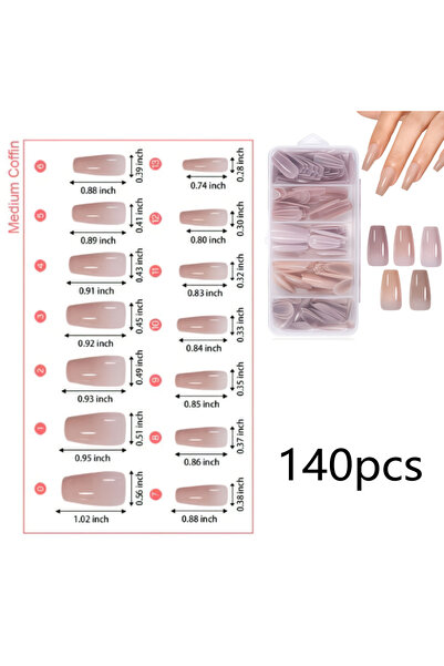 Choice Medium Coffin 112pcs/140pcs1Box 5-color short coffin/almond/oval/square nail tips, 14 different size