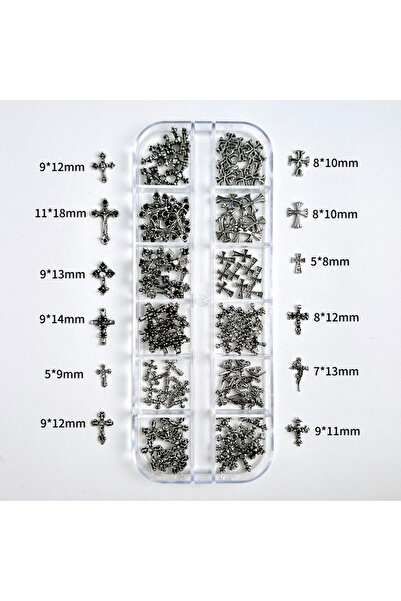 Choice M8540-12 1Box Light Luxury Metal Alloy Nail Art Charms، صليب لامع بسيط...