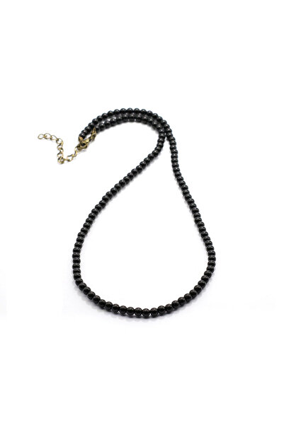 Choice قلادة رجالية بسيطة من حجر السج الطبيعي بسمك 4 مم من حجر عين النمر وخرز...