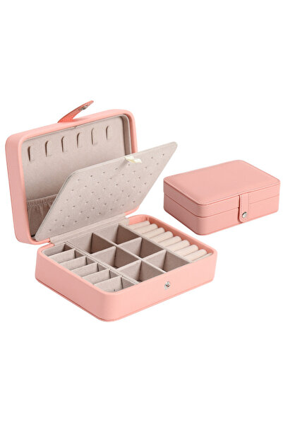 Choice Pink Spot new leather portable jewelry box double layer simple earring...
