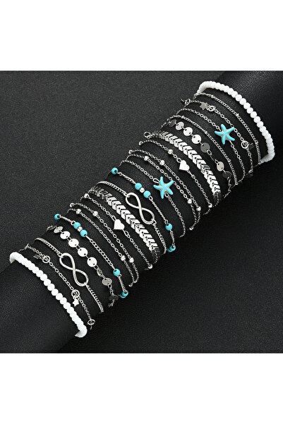 Choice AYASilver 20Pcs/Set Boho Heart Imitation Pearl Anklet Sets for Women F...