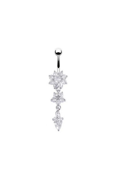 Choice S2-1pc-silver 1pc stainless steel crystal zircone belly button rings,p...