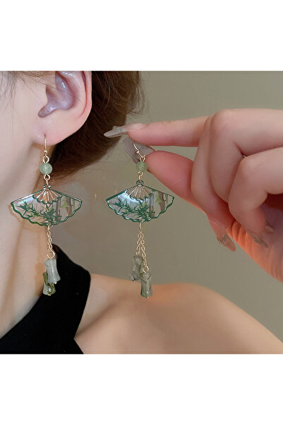 Choice أقراط أكريليك على شكل مروحة عتيقة للنساء من A1 بتصميم صيني أنيق، هدايا...