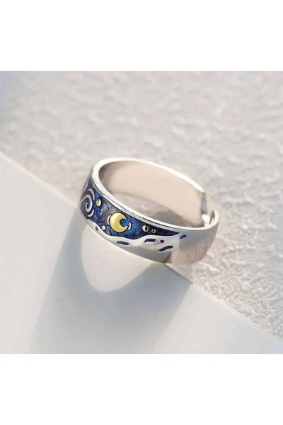 Choice أزرق-02 1/2 قطعة خواتم رومانسية من فان جوخ للسماء المرصعة بالنجوم على ...