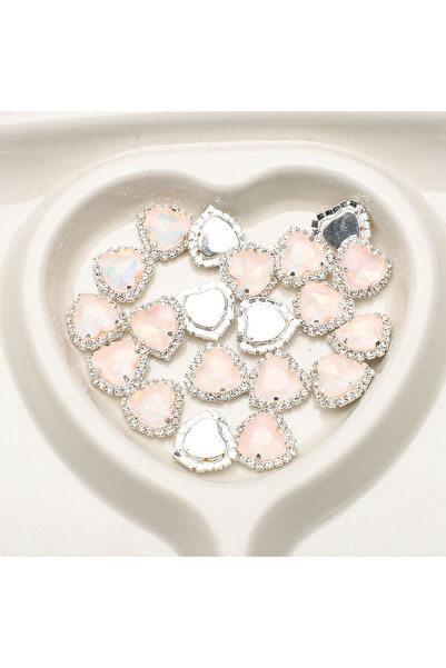 Choice 06 الشمبانيا 6 قطع 16 مم حب القلب الفضة مخلب موقف شكل بريق الزجاج الكريستال خياطة على أحجار الراين W