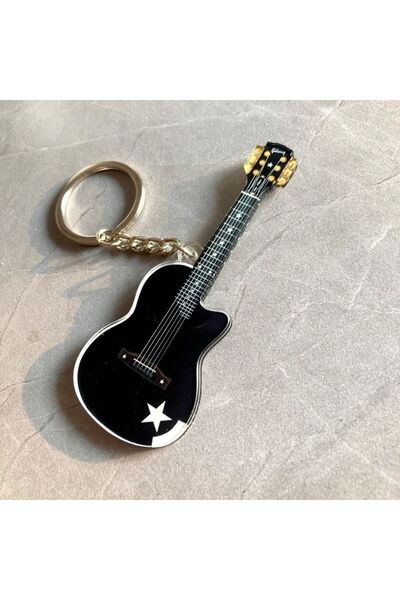 Choice black Creative guitar acrylic musical instrument bag pendant gift key ...