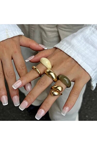 Choice Color 1 Ingemark 5Pcs/Set Y2K Boho Resin Acrylic Finger Rings for Wome...