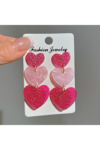 Choice AY5849101 أقراط باربي الوردية على شكل قلب حب من البودرة، أقراط متدلية ...