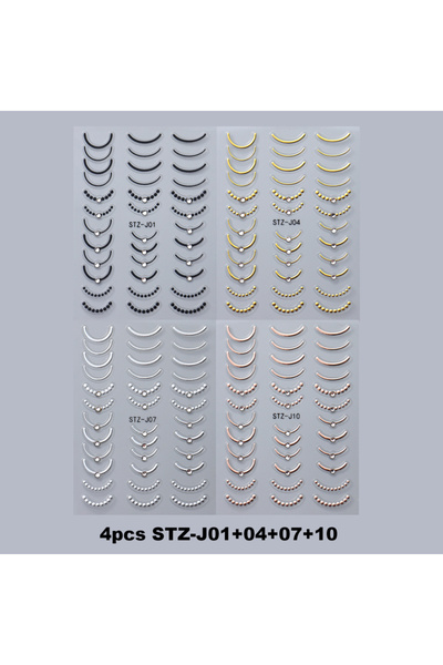Choice STZ-J01-04-07-10 2/4 قطع ملصقات أظافر فرنسية فاخرة مرصعة بأحجار الراين...
