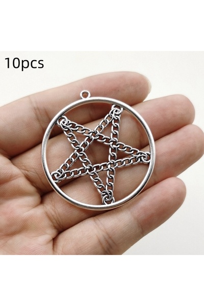 Choice 10 قطع من الفضة، 10 قطع من سبائك الزنك، قلادات دائرية على شكل نجمة خما...