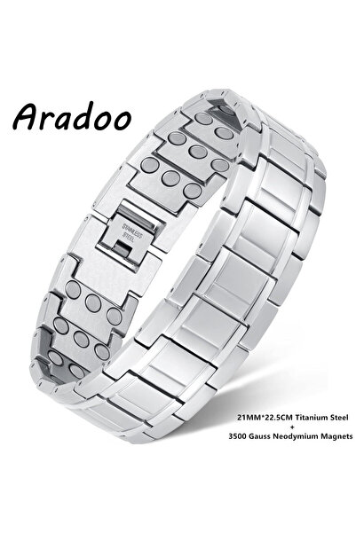 Choice B-G016S-QT ARADOO أساور تيتانيوم فاخرة للرجال مع سوار مغناطيسي فائق ال...