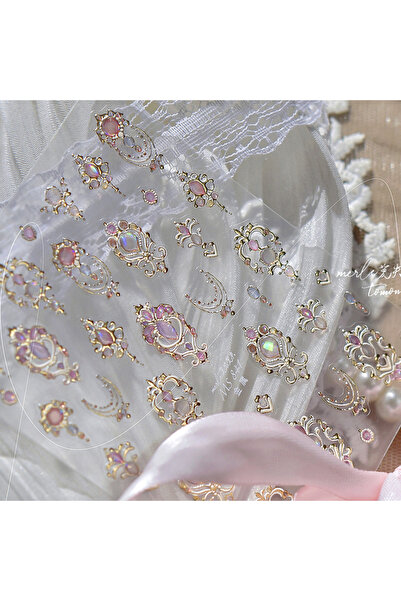 NAILFYOU ملصقات أظافر رويال كورت MS841 بإطارات صولجان ذهبية وأنماط تاج من الم...