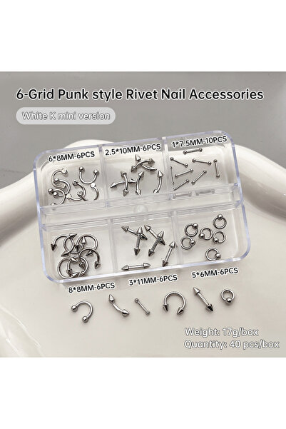 Choice J 6 شبكات مسامير أظافر بانك مسامير معدنية ذهبية / فضية / سوداء مخروط د...