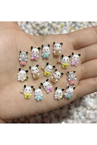 Miniso 07-مزيج 100 قطعة من رقعة جديدة على شكل جرو من الراتنج، إكسسوارات أظافر على شكل كلب كرتوني لطيف للحفلات،