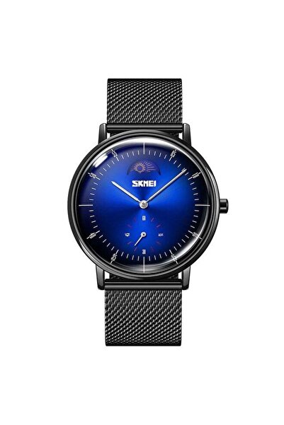 Skmei ساعة يد رجالية جديدة مقاومة للماء بتصميم طور القمر من Creative 5429DBU