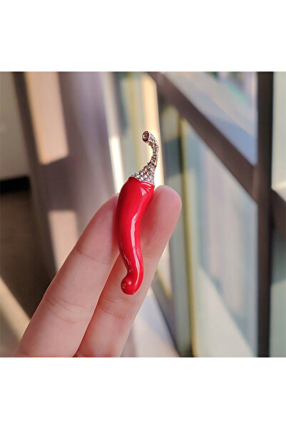 Choice J4-6-1085 دبوس فلفل حار نسائي، دبوس مجوهرات على شكل خضروات فلفل أحمر