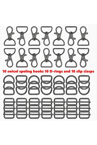 Choice black 30pcs/Pack Swivel Clasp D Ring and Slider Clasp Set Lanyard Snap...