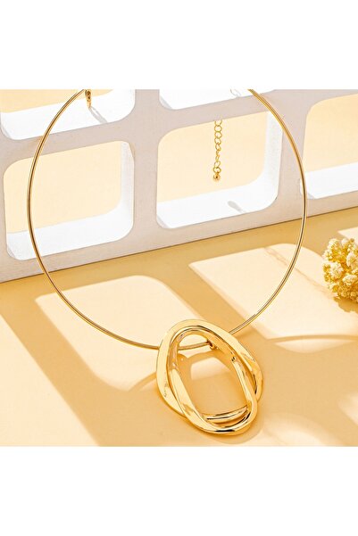 Choice طوق نسائي أنيق باللون الذهبي، طوق هندسي من الحديد المطاوع، قلادة لا غنى عنها للارتداء في الحفلات