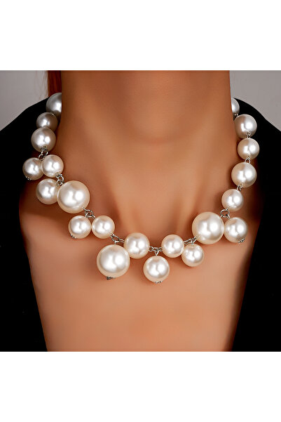 Choice AYA1 Fashion Irregular Size Pearl Choker Necklaces for Women Simple Beads Chain Pearl Pendant Neckla