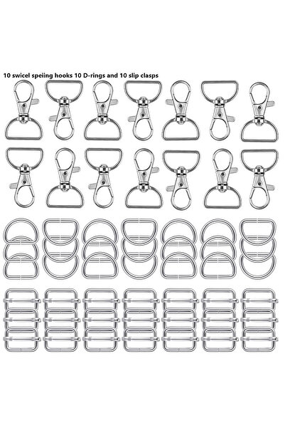 Choice Silver 30 Pack Swivel Clasp D Ring and Slider Clasp Set Lanyard Snap H...