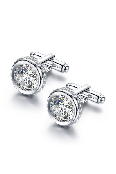 Choice أزرار أكمام رجالية من الكريستال باللون الأبيض لحفلات الزفاف، إكسسوارات أنيقة للقميص الرسمي، هدية لرجال الأعمال