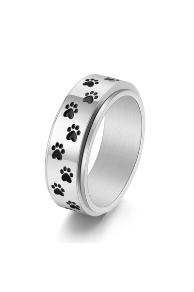 Choice خاتم على شكل مخلب كلب دوار من الفولاذ التيتانيوم بلون فضي، للرجال، بتصميم بانك قوطي، قابل للتعديل، عرض 8 مم، لون موحد