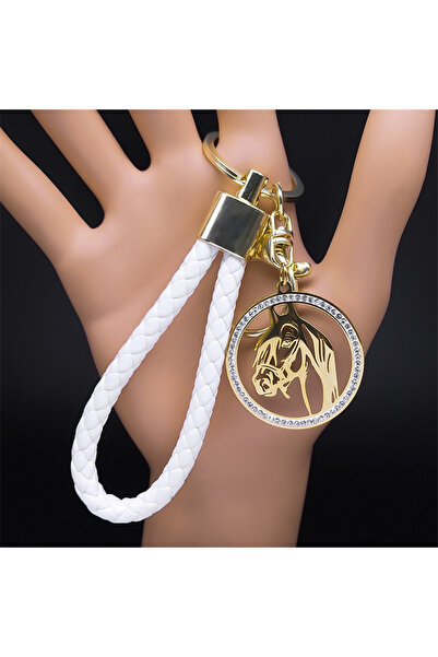 Choice A GD Animal Horse Head Crystal Stainless Steel Pendant Keychain for Wo...