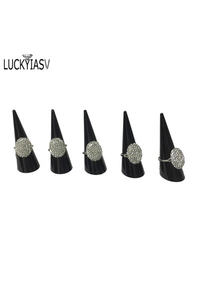 Choice 20 قطعة سوداء بالجملة 1/5/10/20 قطعة/الوحدة خاتم إصبع مجوهرات أكريليك صغير بلاستيكي مثلث مخروطي J