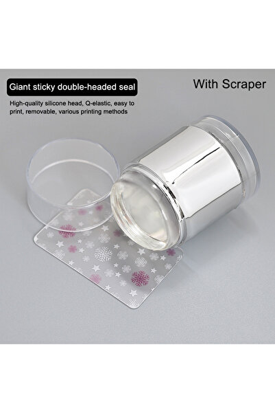 Choice ختم فن الأظافر الفضي - قطعتان مع مكشطة، قالب دائري شفاف لتزيين الأظافر...