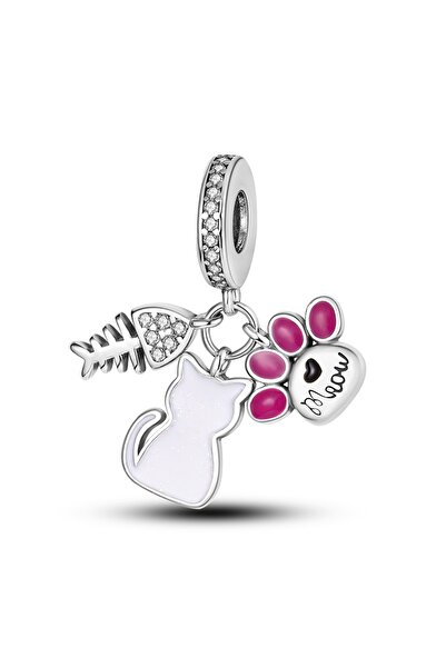 Choice KTC213 خرز سحر أصلي من الفضة الإسترلينية عيار 925 على شكل قطة وكلب وحي...