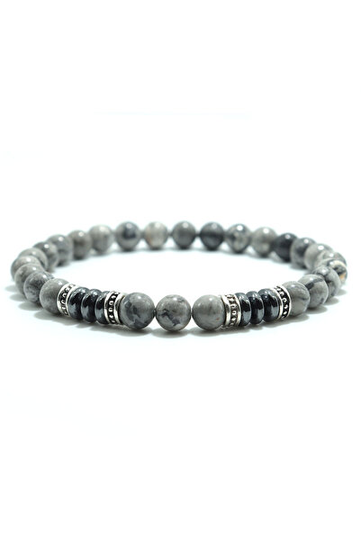 Choice سوار رجالي عصري على شكل خريطة مقاس 19.5 سم و7.7 بوصة، مصنوع من الحجر ا...