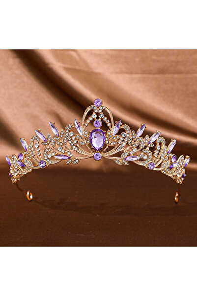 Choice تيجان وتيجان من الكريستال الأرجواني الباروكي للنساء، عصابة رأس مرصعة ب...