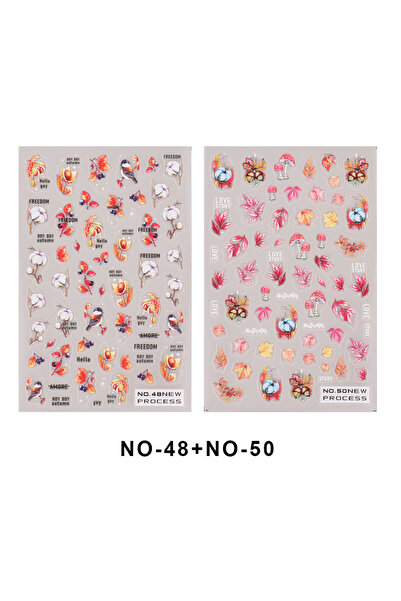 Choice NO-48 NO-50 2 قطعة/مجموعة ملصقات أظافر على شكل ورقة القيقب الخريفية بت...