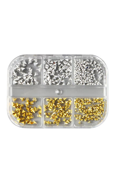 Choice 6 شبكات مسامير أظافر بانك مسامير معدنية ذهبية / فضية / سوداء مخروط دائري سحر فن الأظافر مختلطة Si.