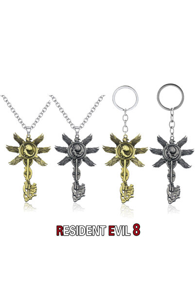 Miniso 4PCS Game Resident Evil 8 Village Necklace Lady Dimitrescu's Vintage Necklace For Halloween Cosplay